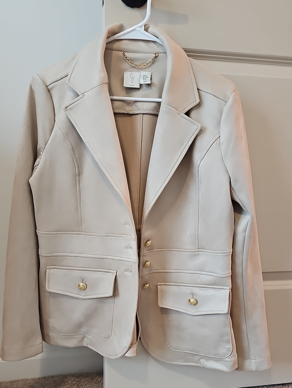 Joie Cream Tailored Blazer with Gold Buttons